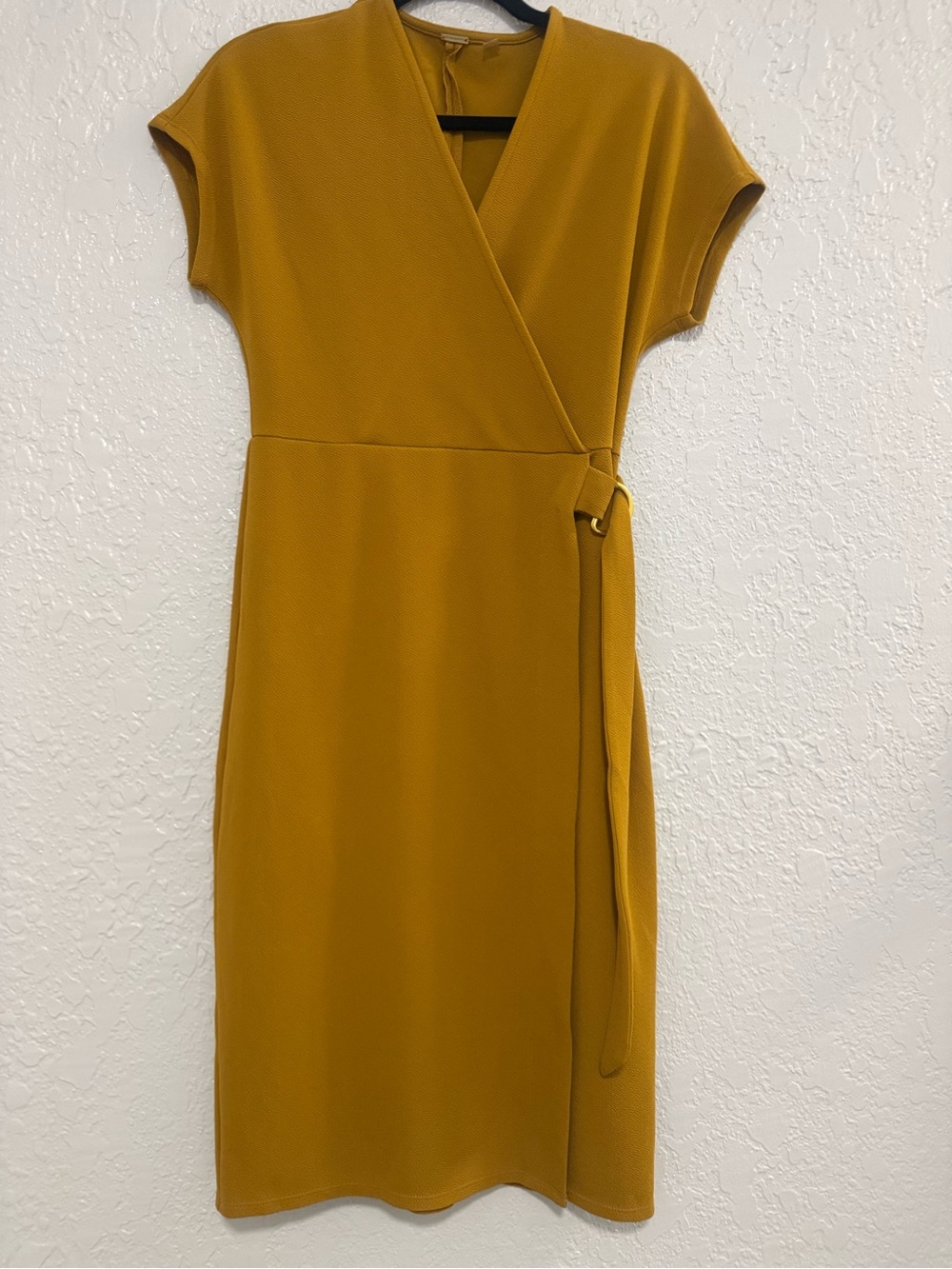 T Tahari Mustard Wrap Dress with Side Tie